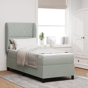 vidaXL Κρεβάτι με Στρώμα Light Grey 80x200 cm Βελούδο
