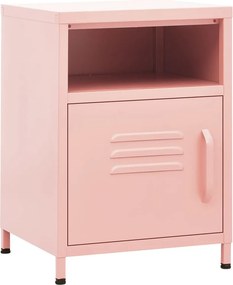 vidaXL Κομοδίνο Ροζ 35 x 35 x 51 εκ. από Ατσάλι