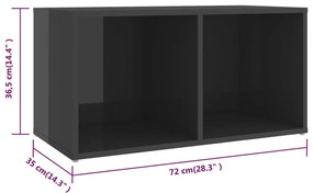 Έπιπλα Τηλεόρασης 4 τεμ. Γυαλ. Γκρι 72x35x36,5 εκ. Επεξ. Ξύλο - Γκρι