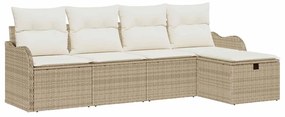 vidaXL Σετ Καναπέ Κήπου με μαξιλάρι 5 pcs Μπεζ Πολυ ράταν