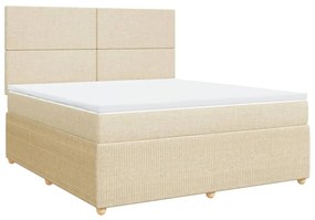 vidaXL Κρεβάτι Boxspring με Στρώμα Κρεμ 180x200 εκ. Υφασμάτινο