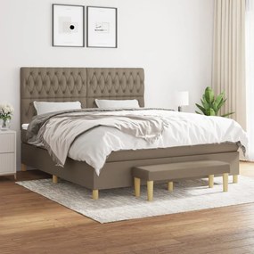 Κρεβάτι Boxspring με Στρώμα Taupe 180x200 εκ. Υφασμάτινο - Μπεζ-Γκρι