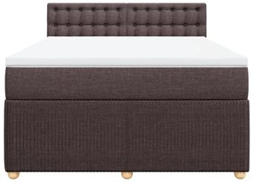 Κρεβάτι Boxspring με Στρώμα Σκούρο Καφέ 160x200 εκ Υφασμάτινο - Καφέ