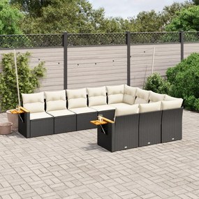 vidaXL Patio Sofa Set 10-θέσια Black and Cream