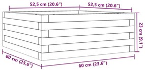 Ζαρντινιέρα Λευκή 60x60x23 εκ από Μασίφ Ξύλο Πεύκου - Καφέ