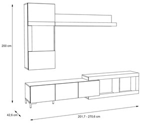 ΣΥΝΘΕΣΗ ΤΗΛΕΟΡΑΣΗΣ BARETT HM9022 ΔΡΥΣ ΓΚΡΙ CEMENT 201,7-270,6x42,6x200Υ εκ. STK - MDF - HM9022