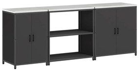 vidaXL Σετ Αποθήκευσης Κουζίνας με ράφι Άλλο 3 pcs Μαύρο 210 x 50 x 92 εκ
