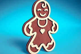 Intra απο ξύλο plywood 3mm-4mm πάχος Χριστουγεννιάτικο στολίδι με μελόψωμο με λέιζερ Δίασταση 8x8 cm INTRAFABR-72024113