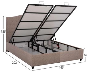 ΚΡΕΒΑΤΙ MALENA ΜΕ ΑΠΟΘΗΚΕΥΤΙΚΟ ΜΠΕΖ ΥΦΑΣΜΑ Τ. NUBUK HM624.22 ΓΙΑ ΣΤΡΩΜΑ 160x200 εκ.