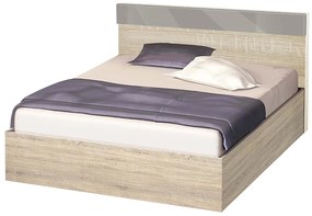 Κρεβάτι ξύλινο διπλό High Σόνομα/Γκρι γυαλιστερό, 160/200, 204/90/164 εκ., Genomax