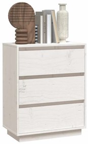 vidaXL Συρταριέρα Λευκή 60 x 34 x 75 εκ. από Μασίφ Ξύλο Πεύκου