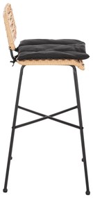 Σκαμπό Μπαρ ALLEGRA C5708.11 Μεταλλικό Ψηλό με Μπεζ Wicker &amp; Μαύρο Μαξιλάρι 48x49x99,5Υεκ. 48x49x99.5 εκ.