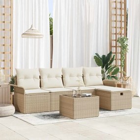vidaXL Σετ Καναπέ Κήπου 6 pcs μπεζ και κρεμ 251 x 117 x 85 εκ.
