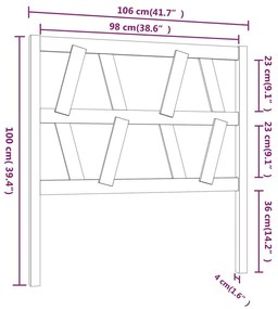 vidaXL Κεφαλάρι Κρεβατιού 106 x 4 x 100 εκ. από Μασίφ Ξύλο Πεύκου