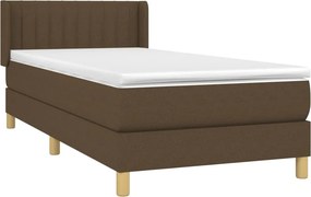 vidaXL Κρεβάτι Boxspring με Στρώμα Σκούρο Καφέ 80x200 εκ. Υφασμάτινο