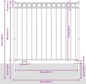 vidaXL Στοιχείο Φράχτη Λευκό 170 x 170 εκ. Ατσάλι