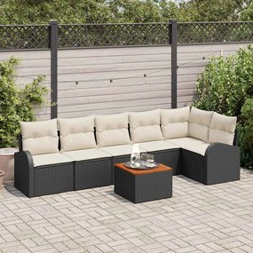 vidaXL Σετ Καναπέ Κήπου 7 pcs Μαύρο Πολυ ράταν