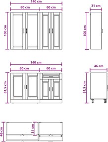 vidaXL Μονάδα κουζίνας PORTO 4 pcs Λευκό Επεξεργασμένο Ξύλο