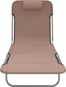 vidaXL Ξαπλώστρες Πτυσσόμενες 2 τεμ. Καφέ από Textilene &amp; Ατσάλι