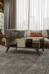 Stewehome Τραπέζι σαλονιού με ράφι ορθογώνιο μοντέρνο Μπεζ