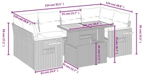 vidaXL Καναπές Σετ 7 Τεμαχίων Μαύρο Συνθετικό Ρατάν με Μαξιλάρια