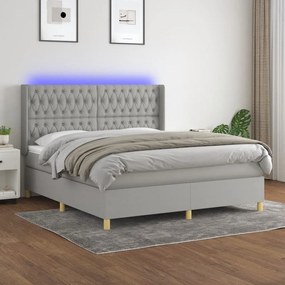 ΚΡΕΒΑΤΙ BOXSPRING ΜΕ ΣΤΡΩΜΑ &amp; LED ΑΝ.ΓΚΡΙ 160X200ΕΚ. ΥΦΑΣΜΑΤΙΝΟ 3139125