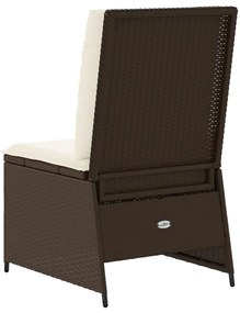 vidaXL Καναπές Κήπου Ανακλινόμενος Καφέ Συνθ. Ρατάν με Μαξιλάρια