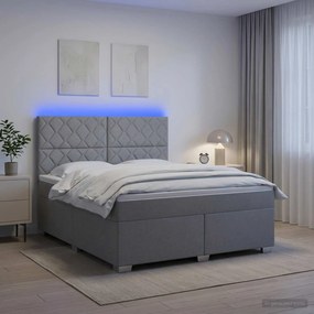 vidaXL Κρεβάτι box spring με στρώμα Ανοιχτό γκρι 140 x 190 cm Ύφασμα