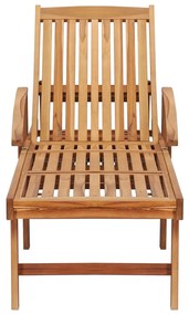 vidaXL Ξαπλώστρα από Μασίφ Ξύλο Teak με Τραπέζι και Μαξιλάρι