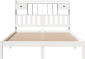 vidaXL Κρεβάτι Βιβλιοθήκη Χωρίς Στρώμα 140x200 εκ Μασίφ Ξύλο Πεύκο