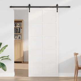 vidaXL Πόρτα αχυρώνα 90 x 2,5 x 208 εκ. Μασίφ Ξύλο Πεύκου Λευκό