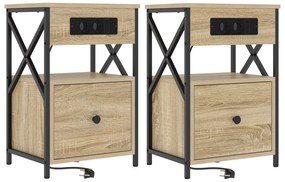 vidaXL Κουτιά Κρεβατοκάμαρας 2 pcs Sonoma Δρυς 40 x 31 x 60 εκ.