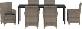 vidaXL Σέτ φαγητού για κήπο 7 pcs Γκρι συνθετικό ρατάν