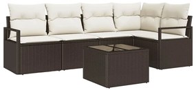vidaXL Σετ Καναπέ Κήπου 6 pcs Καφέ Πολυ ράταν