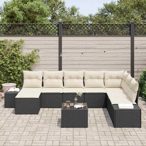 vidaXL Σετ Καναπέ Κήπου 9 pcs Μαύρο και κρεμ 319 x 209 x 85 εκ.