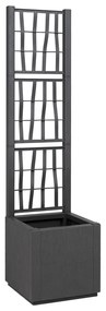 vidaXL Σκούρα Γκρι Γλάστρα Κήπου με Πλέγμα - 36x36x140 εκ