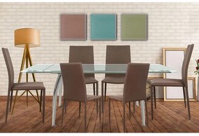 Σετ τραπεζαρίας C10009.03 7τμχ με Τραπέζι LOCA 120+50x80x75εκ. &amp; Καρέκλες ΤΕΤΑ Καφέ