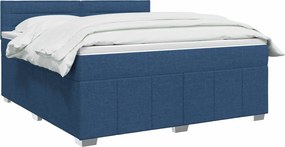 vidaXL Κρεβάτι box spring με στρώμα Μπλε 160 x 200 cm Ύφασμα