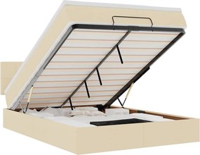 vidaXL Οθωμανικό κρεβάτι με στρώμα Cream 140x190cm ύφασμα