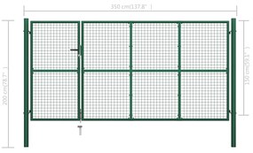 vidaXL Πόρτα Περίφραξης Κήπου Πράσινη 350 x 150 εκ. Ατσάλινη