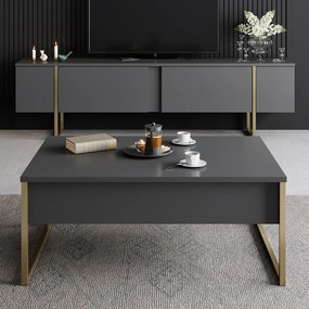 Έπιπλο Τηλεόρασης Ανθρακί / Χρυσό FLUPER 180x30x50