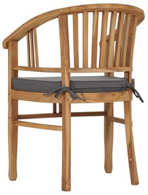 Καρέκλες Κήπου 2 τεμ. από Μασίφ Ξύλο Teak με Μαξιλάρια - Καφέ