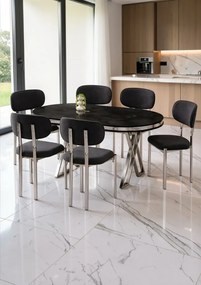 Σετ Τραπεζαρίας 6 Ατόμων Μαύρο Ασημί 170x90x75 cm