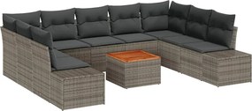 vidaXL Σετ Καναπέ Κήπου με αποθήκευση 10 pcs Γκρι