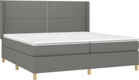vidaXL Κρεβάτι Boxspring με Στρώμα Σκούρο Γκρι 200x200 εκ. Υφασμάτινο
