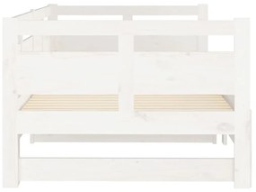 Καναπές Κρεβάτι Συρόμενος Λευκός 2x(90x200) εκ. από Μασίφ Πεύκο - Λευκό