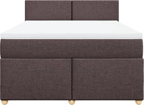 vidaXL Κρεβάτι Boxspring με Στρώμα Σκούρο Καφέ 140x200 εκ Υφασμάτινο