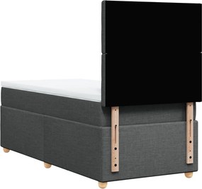 vidaXL Κρεβάτι Boxspring με Στρώμα Σκούρο Γκρι 100x200 εκ. Υφασμάτινο