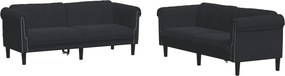 vidaXL Σετ Σαλονιού 2 Τεμαχίων Μαύρο Βελούδινο