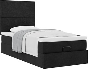 vidaXL Οθωμανικό κρεβάτι με στρώμα Μαύρο 90x190cm Ύφασμα